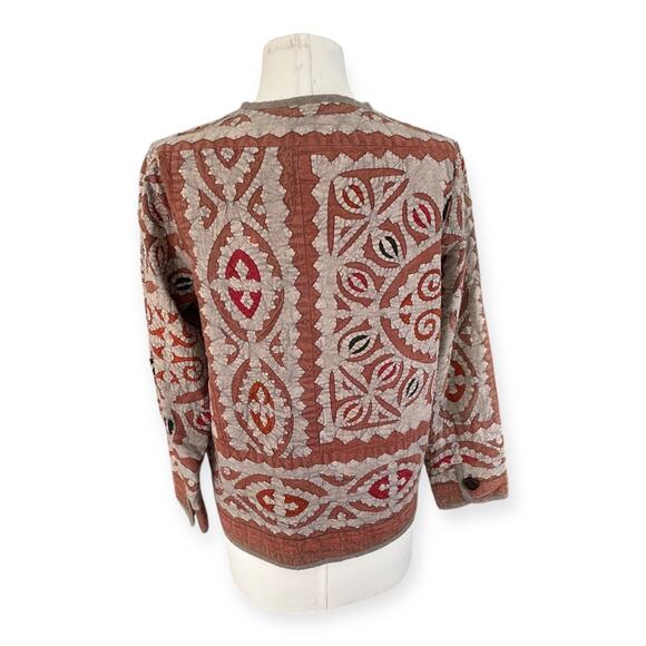 Vintage Territory Ahead Artsy Patterned Quilted Jacket Small S Boho Folk Cottage - Picture 3 of 8